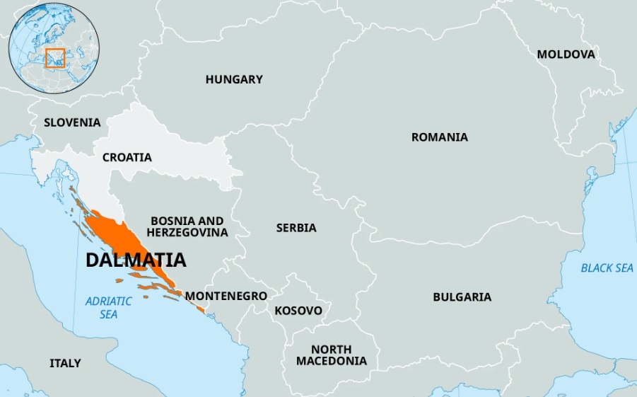 Harta Dalmatia de Sud