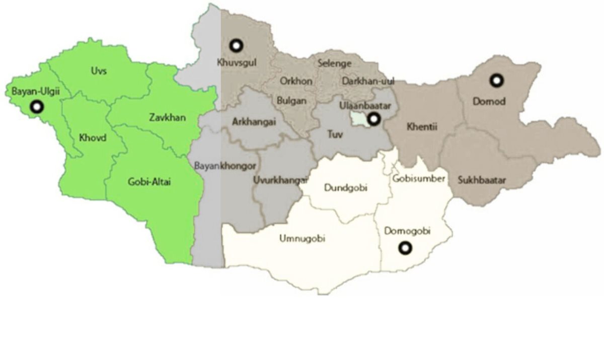 Portiunea verde este Mongolia vestica