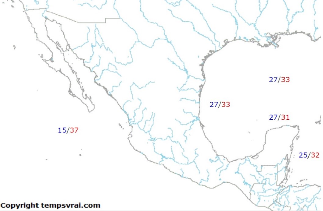 Media temperaturii in apa marii Mexic